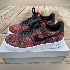*MINT & RARE* Nike Air Force 1 Flyknit 2.0 University Red Black (Size: 10.5)